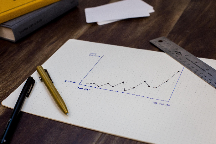 Suivez le cours de vos affaires Graphe sur feuille blanche